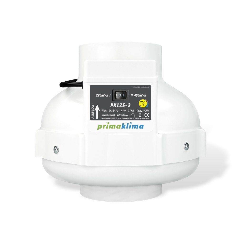 Prima Klima PK125-2 125 mm - 220/420 m3/h, dvourychlostní ventilátor