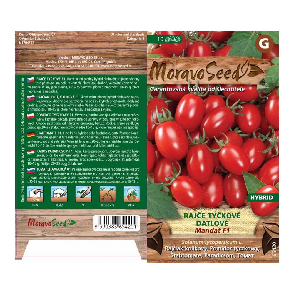 Semínka Rajče tyčkové datlové MANDAT F1 - hybrid, 10 s - Obrázek 2