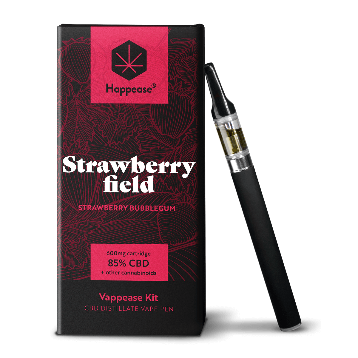 Happease Strawberry Field - Vapovací sada, 85 % CBD, 600 mg