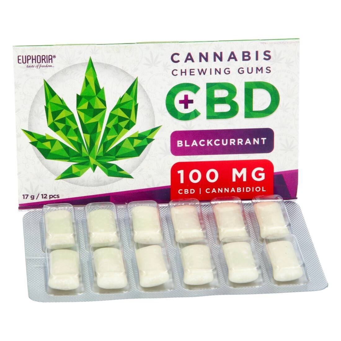 Euphoria Euphoria, Konopné žvýkačky s příchutí černého rybízu 100 mg CBD