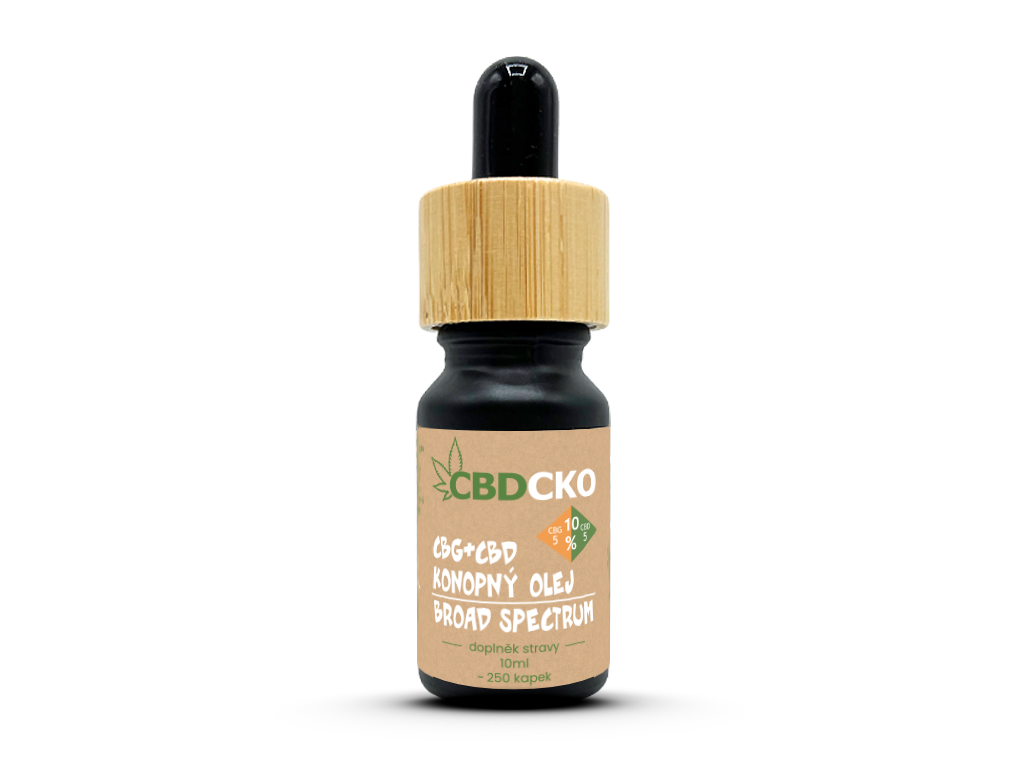 CBDčko Konopný olej CBG 5% + CBD 5% broad spectrum 10% 10 ml