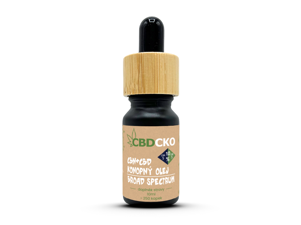 CBDčko Konopný olej 5% CBN + 5% CBD broad spectrum 10% 10 ml
