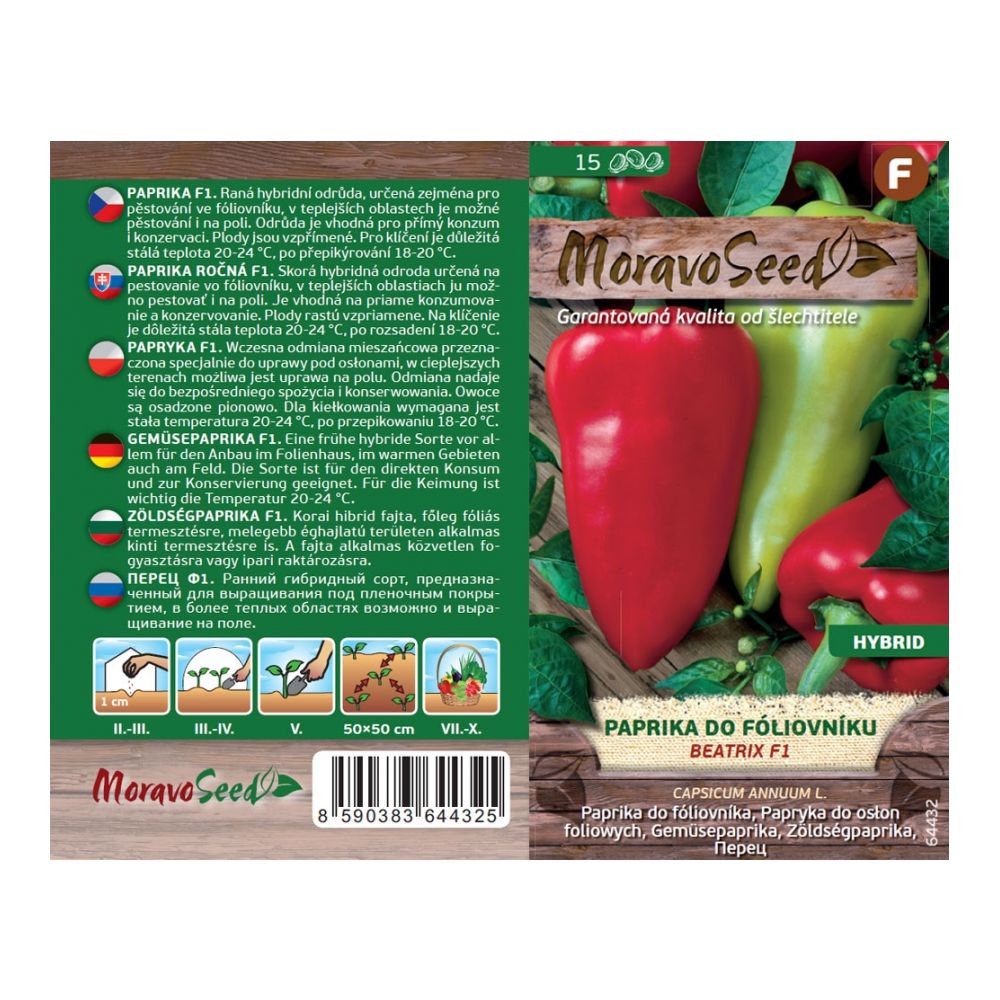 Semínka Paprika zeleninová k rychlení BEATRIX F1 - hybrid, 15 s - Obrázek 2