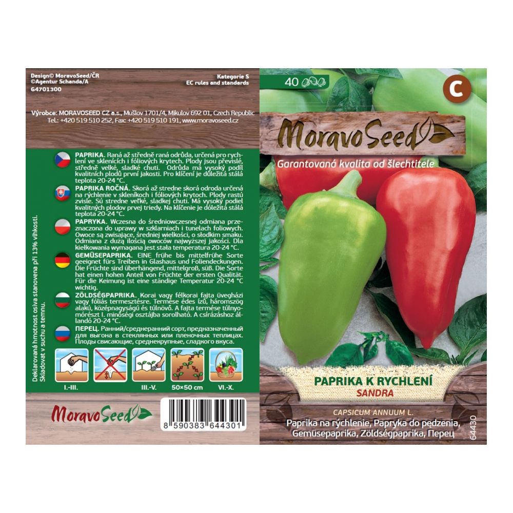 Semínka Paprika zeleninová k rychlení SANDRA, 40 s - Obrázek 2
