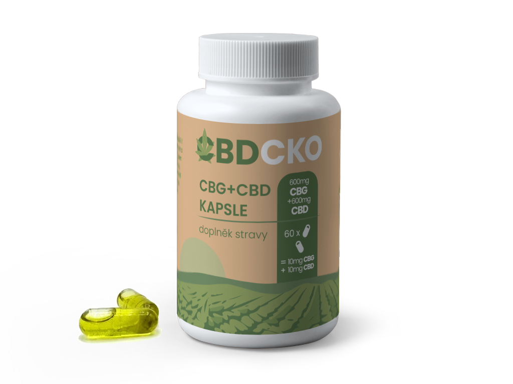 CBDčko CBDčko, Konopné kapsle 2v1 s CBD + CBG, 60 ks, 1200 mg