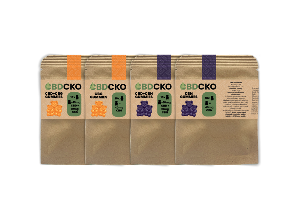 CBDčko Degustační sada CBD+CBG+CBN Gummies – 4x 10 ks
