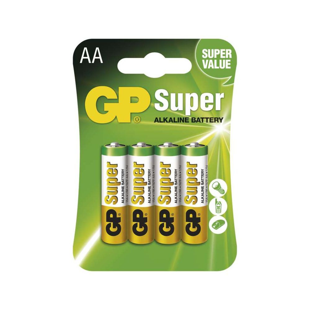 Alkalická baterie GP Super AA (LR6) - balení 4 ks