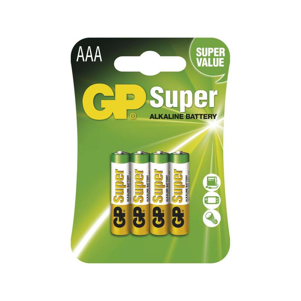 Alkalická baterie GP Super AAA (LR03) - balení 4 ks