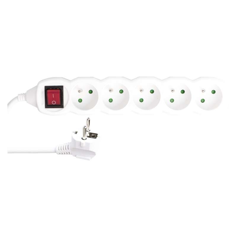 Prodlužovací kabel s vypínačem pro 5 zásuvek 3x 1.5 mm, kabel 5 m